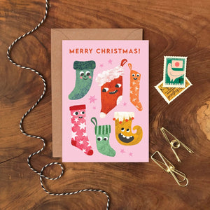 Stocking Faces Christmas Card
