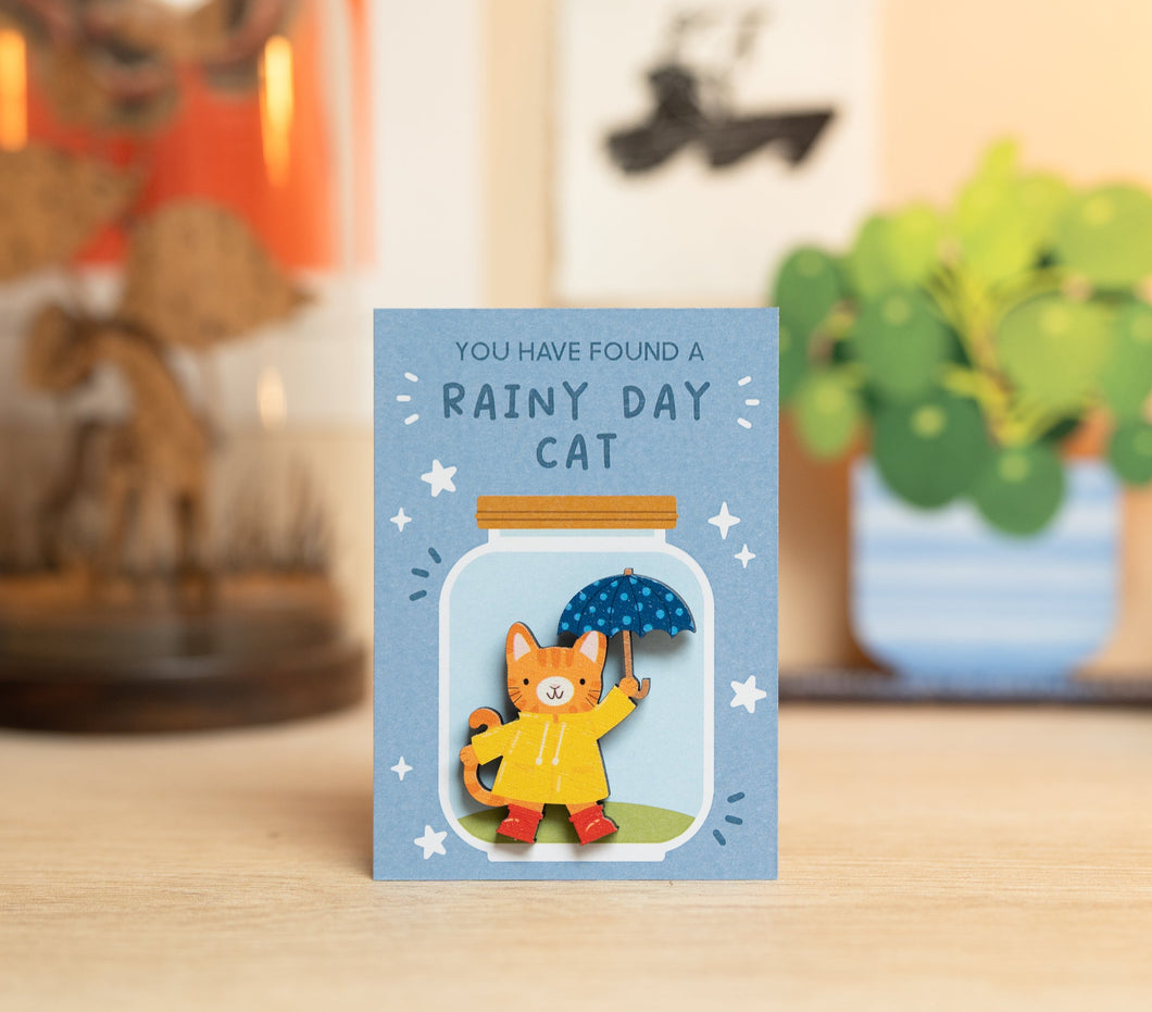 Rainy Day Cat Pin Badge