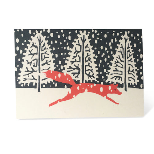 Fox In Winter Christmas Card, Pack Of 10
