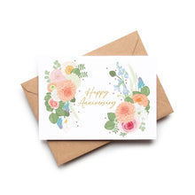 Happy Anniversary Card, Pastel Peach and Blue