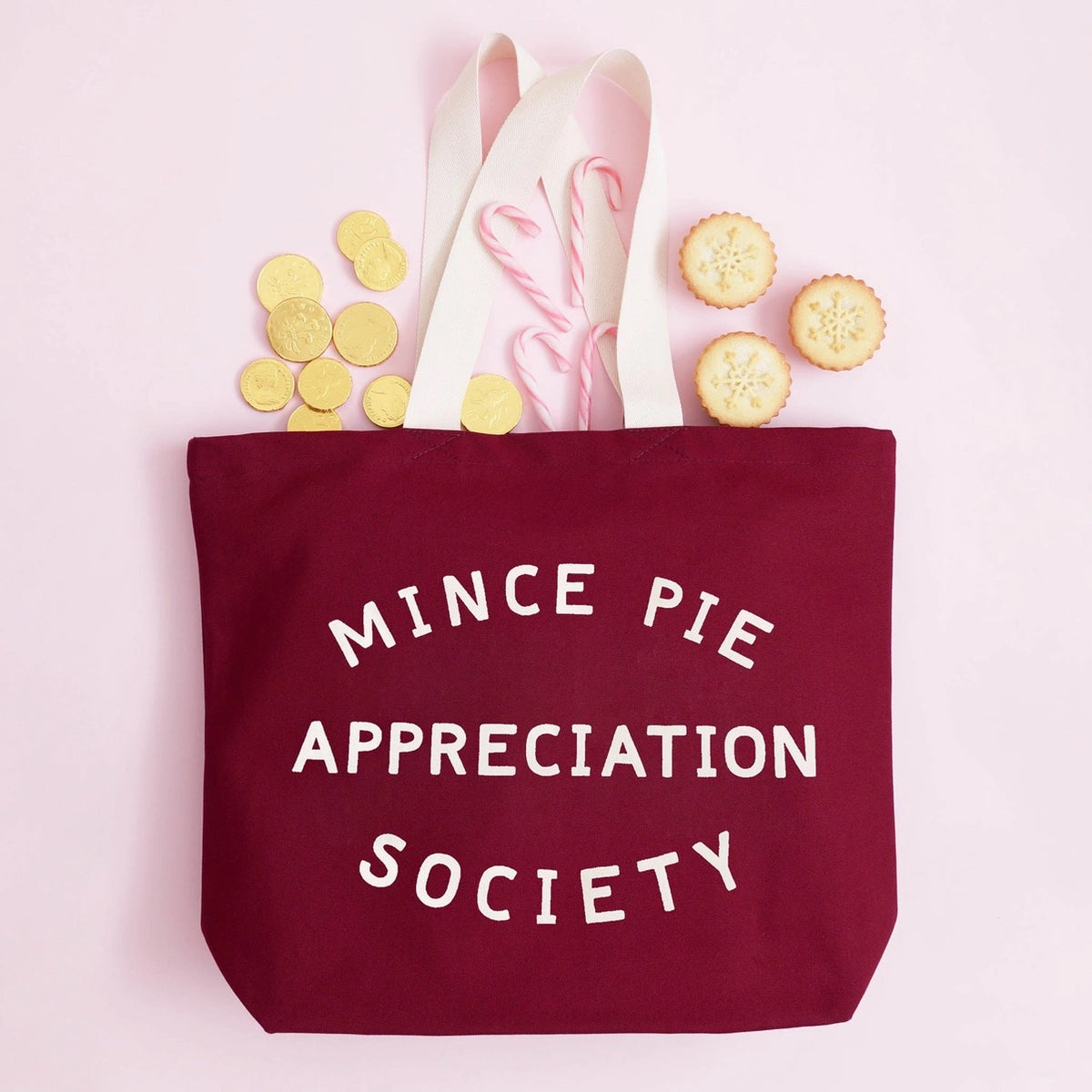 Mince Pie Appreciation Society Tote Bag, Red