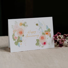 Happy Anniversary Card, Pastel Peach and Blue