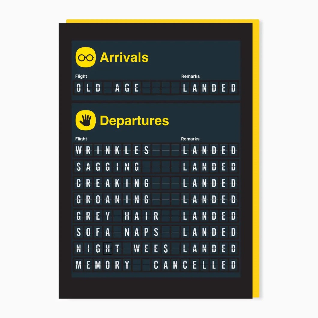 Arrivals And Departures Birthday Card