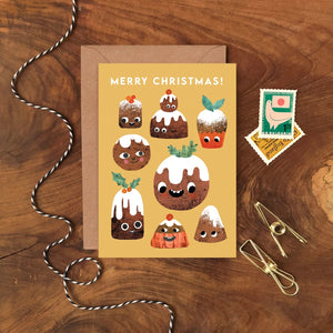 Figgy Pudding Faces Christmas Card