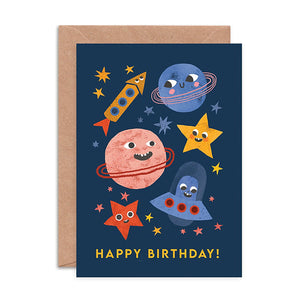 Space Faces Birthday Card