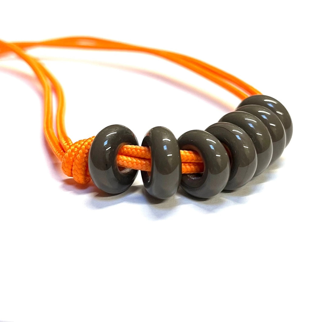 Charcoal On Neon Orange Glass Adjustable Necklace