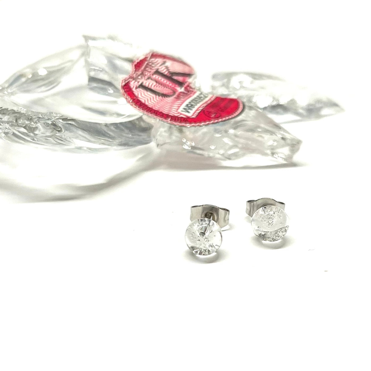 Clear Whisky Bottle Glass Stud Earrings