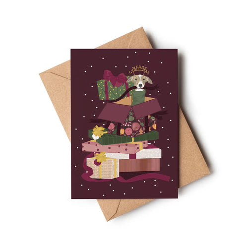 Whippets And Presents Christmas Card