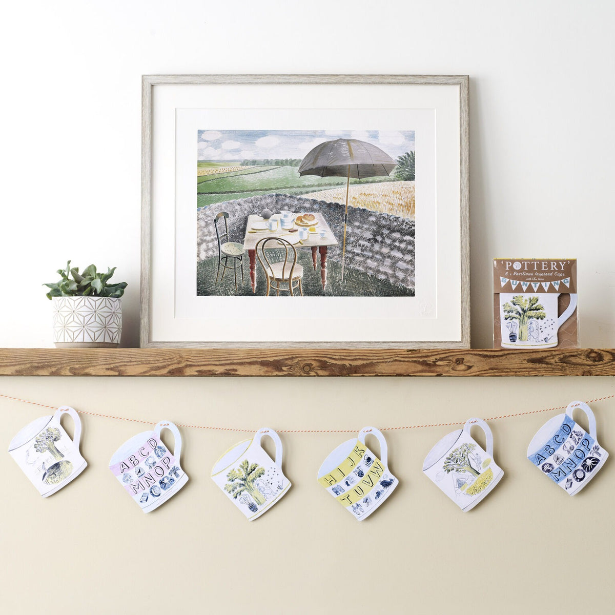 Pottery Bunting, 6 Hanging Mugs