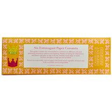 Reverse of packaging of Six Extravagant Paper Coronets by Cambridge Imprint