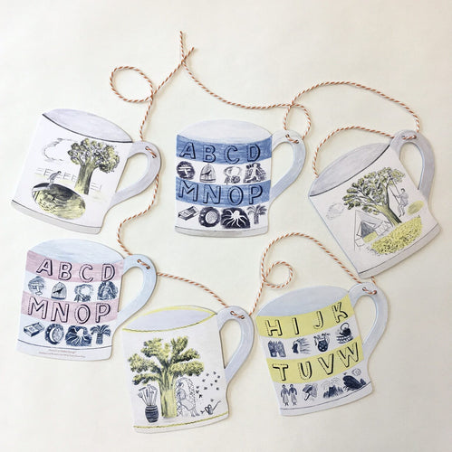 Pottery Bunting, 6 Hanging Mugs