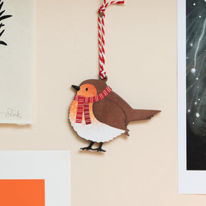 Robin In Scarf Christmas Decoration