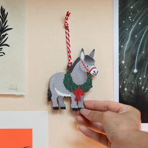 Grey Donkey Christmas Decoration