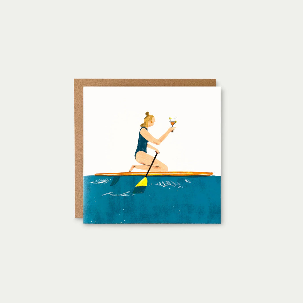 Paddleboard & Cocktail Greeting Card