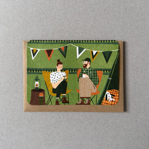 Green Tent Couple Greeting Card