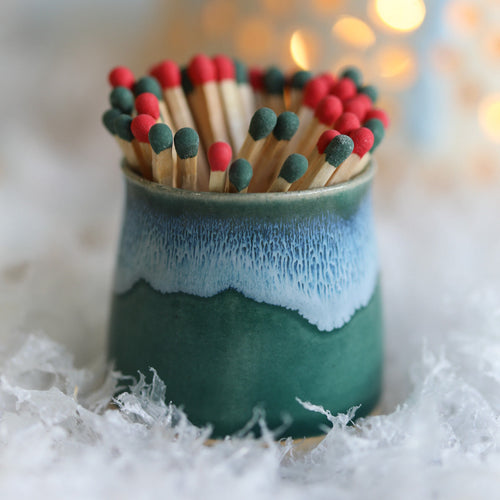 Green Handmade Ceramic Match Pot