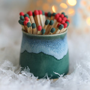 Green Handmade Ceramic Match Pot