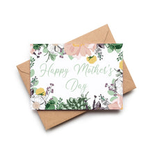 Greeting card with floral design and 'Happy Mother's Day' text on a white background