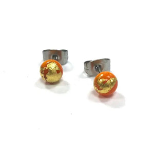Orange and Gold Stud Earrings