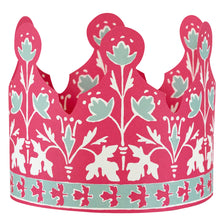 Pink paper crown with leaf pattern on a white background by Cambridge Imprint