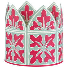 Decorative paper crown with pink and blue grey floral pattern by Cambridge Imprint
