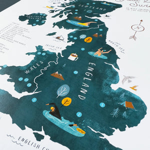 Great British Swim Map, A3 Print