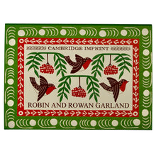 Packaging of Robin and rowan garland by Cambridge Imprint in red brown and green