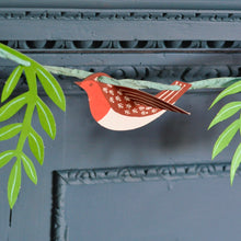 Close up detail of robin and rowan paper garland from Cambridge Imprint
