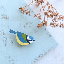 Blue Tit Hand Painted Brooch