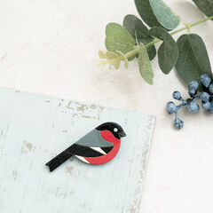 Bullfinch Hand Painted Brooch