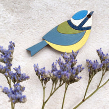 Blue Tit Hand Painted Brooch