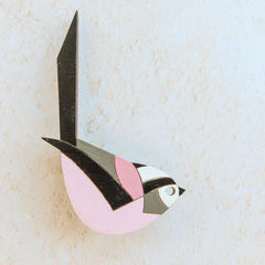 Long Tailed Tit Hand Painted Brooch