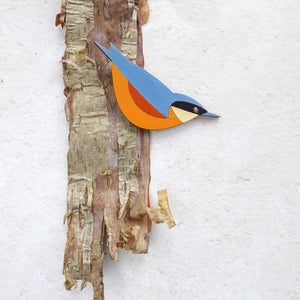 Nuthatch Hand Painted Brooch