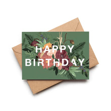 Dark Green Botanical Happy Birthday Card