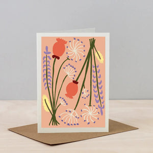 Dried Flower Greeting Card, Peach