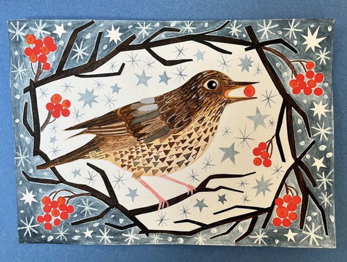 Song Thrush With Berries Christmas Cards, Pack of 6