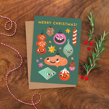 Bauble Faces Christmas Card