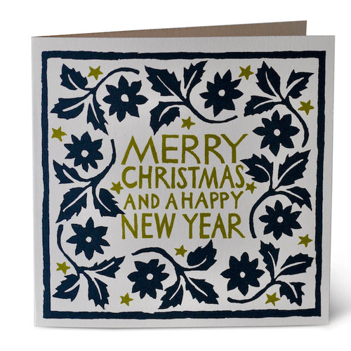 Pack Of Ten Leaves And Stars Black Forest Christmas Card