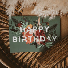 Dark Green Botanical Happy Birthday Card