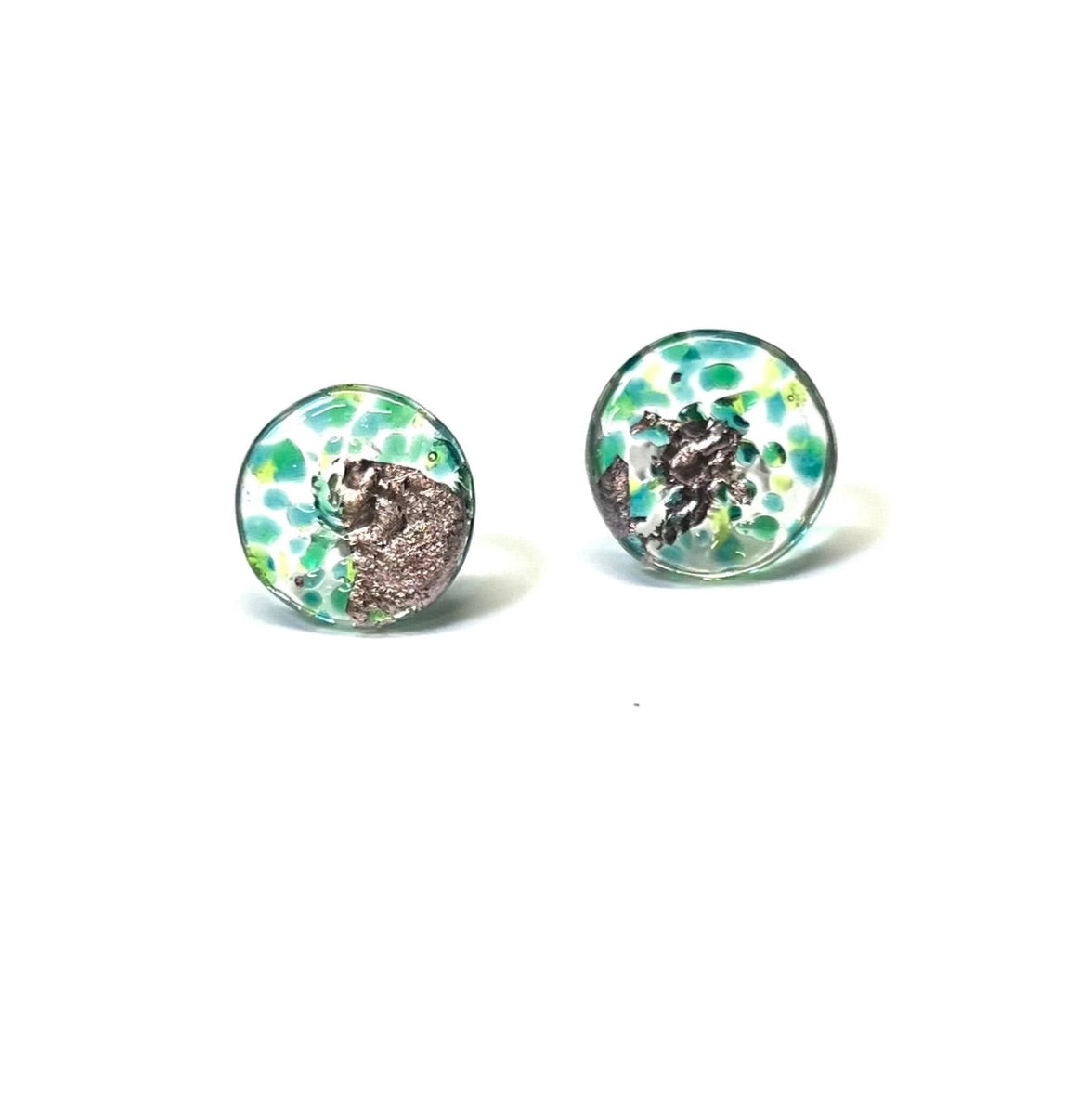 Seagrass Glass And Palladium Stud Earrings