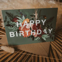 Dark Green Botanical Happy Birthday Card
