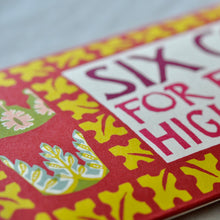 Close up of packaging for pack of six paper coronets with floral patterns and text by Cambridge Imprint