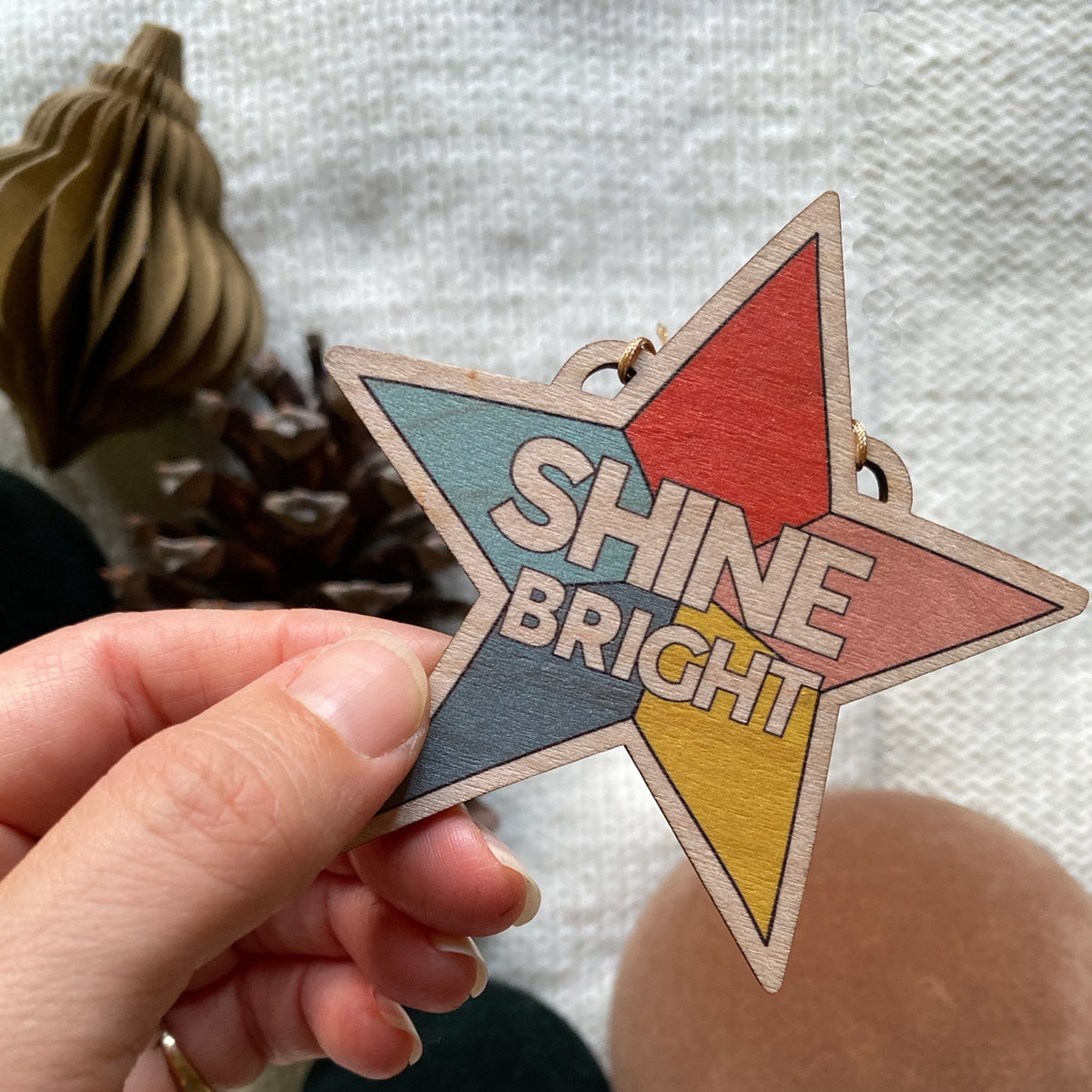 Shine Bright Star Wooden Decoration