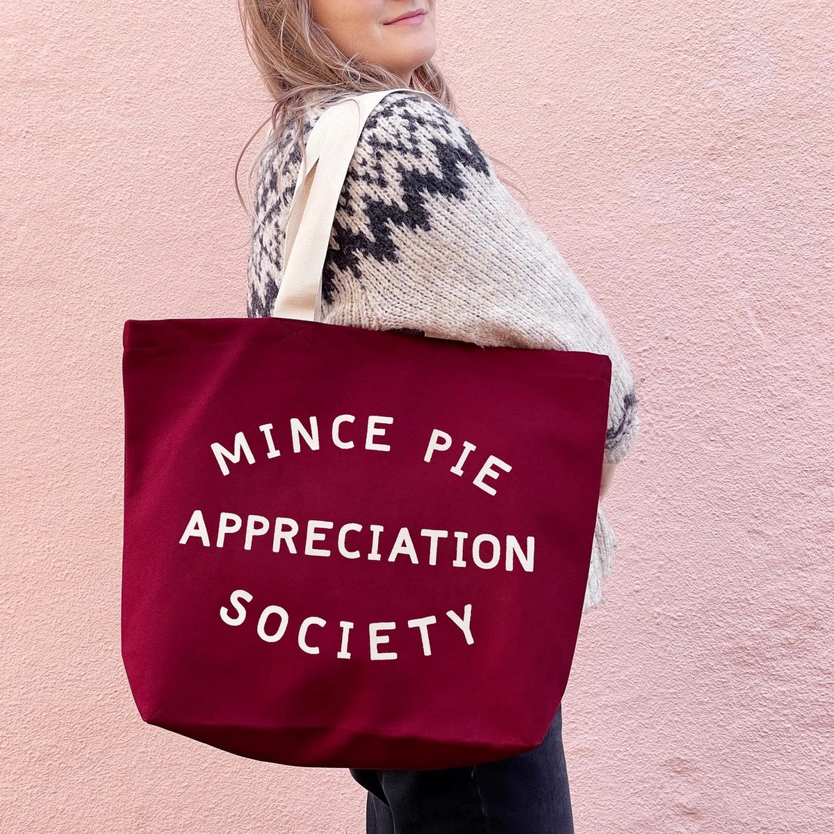 Mince Pie Appreciation Society Tote Bag, Red