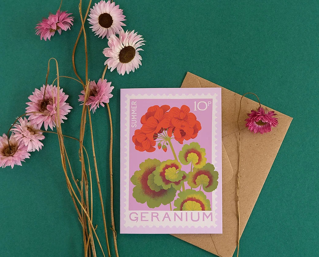 Geranium A7 Mini Greetings Card