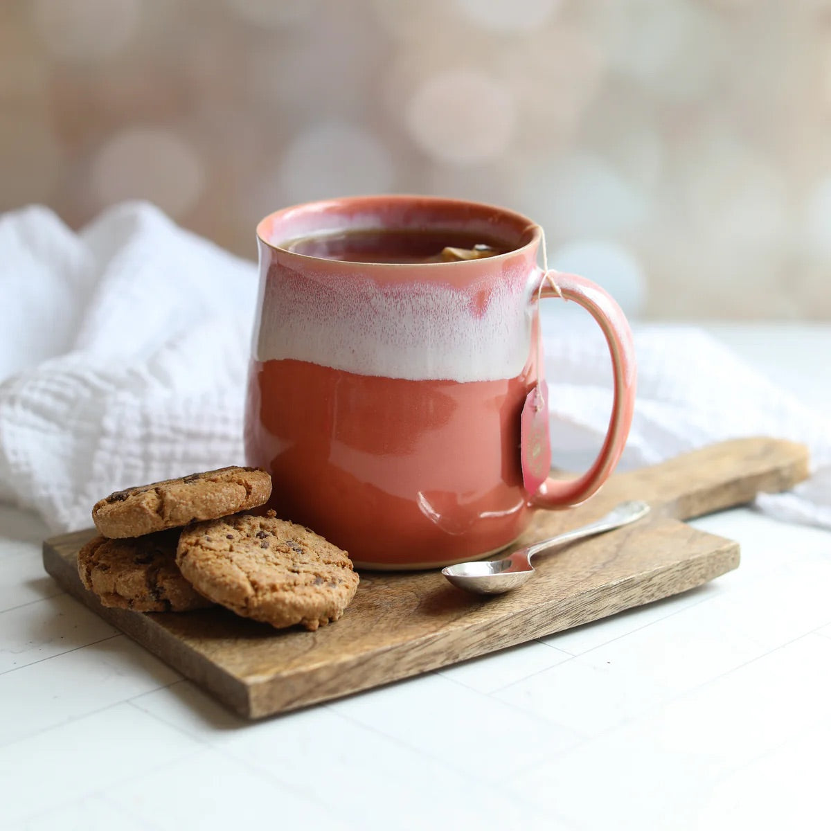Coral Pink Handmade Mug