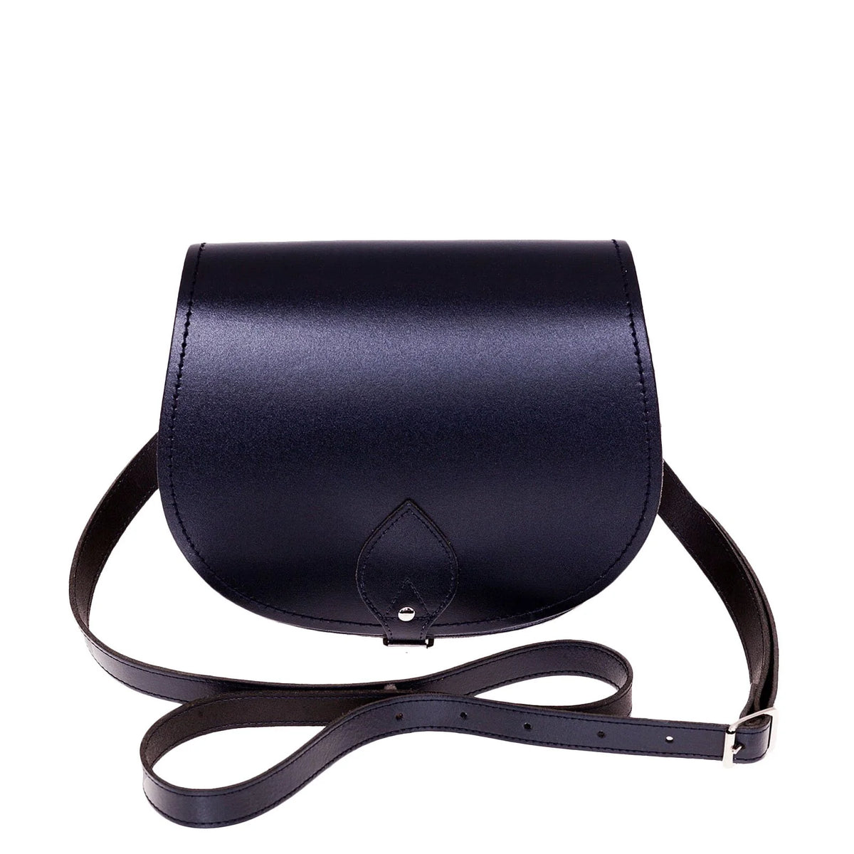 Handmade Leather Saddle Bag, Navy, Large