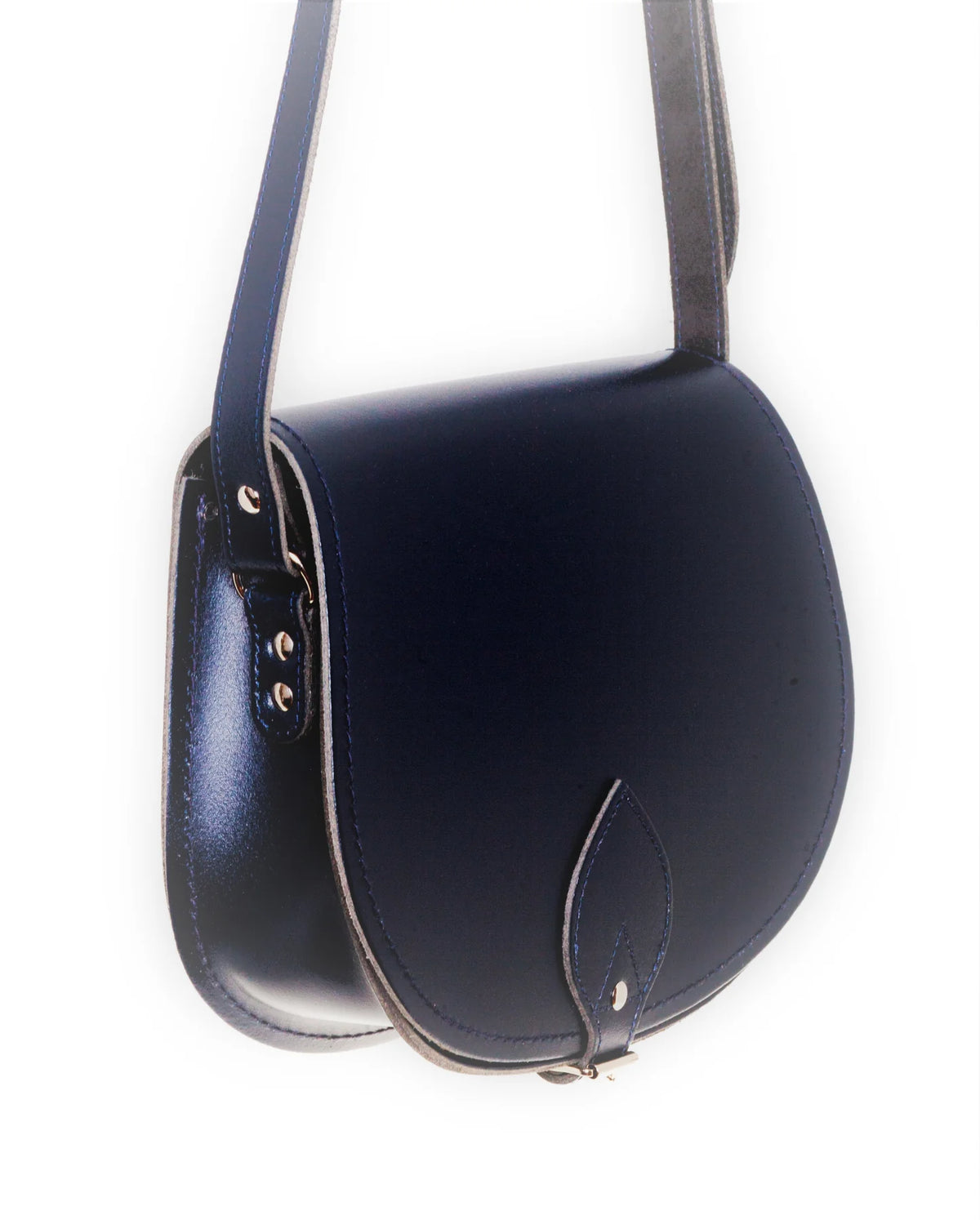 Handmade Leather Saddle Bag, Navy, Large