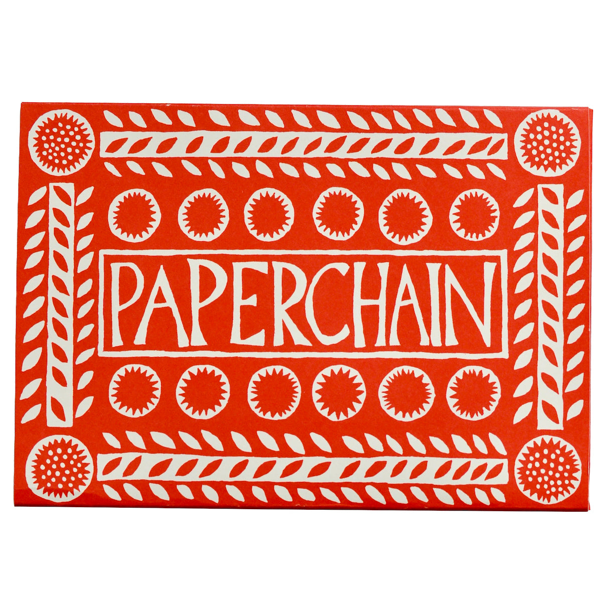 Red and white paperchain  packaging in red and white by Cambridge Imprint