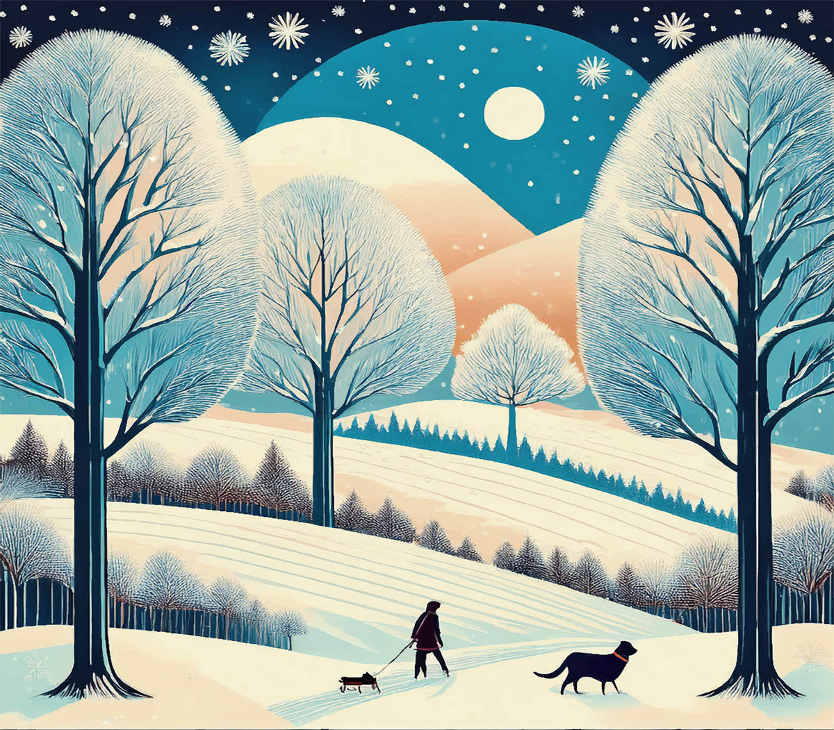 Countryside Walk, Heading Home Christmas Cards, 6 Pack